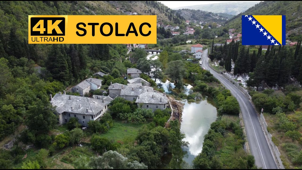 🇧🇦 Pogledajte iz zraka prelijepu rijeku Bregavu kroz hercegovački grad Stolac. 2023 4K Dron.