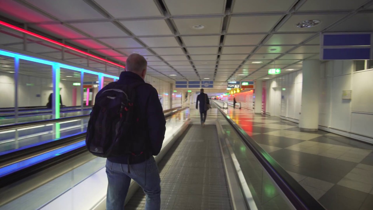 Germany, Munich Airport,  5X moving sidewalk, 1X elevator, 1X escalator