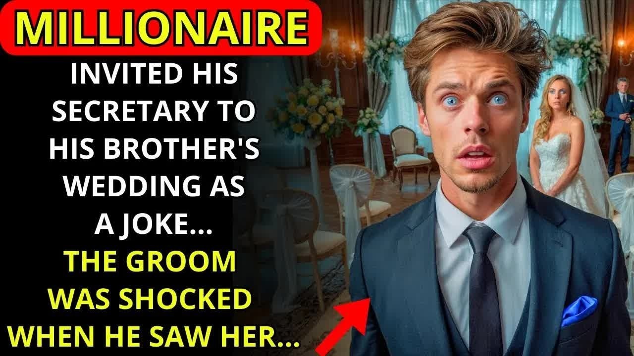 AS A JOKE, THE MILLIONAIRE INVITED HIS SECRETARY TO HIS BROTHER_S WEDDING  THE GROOM WAS SHOCKED
