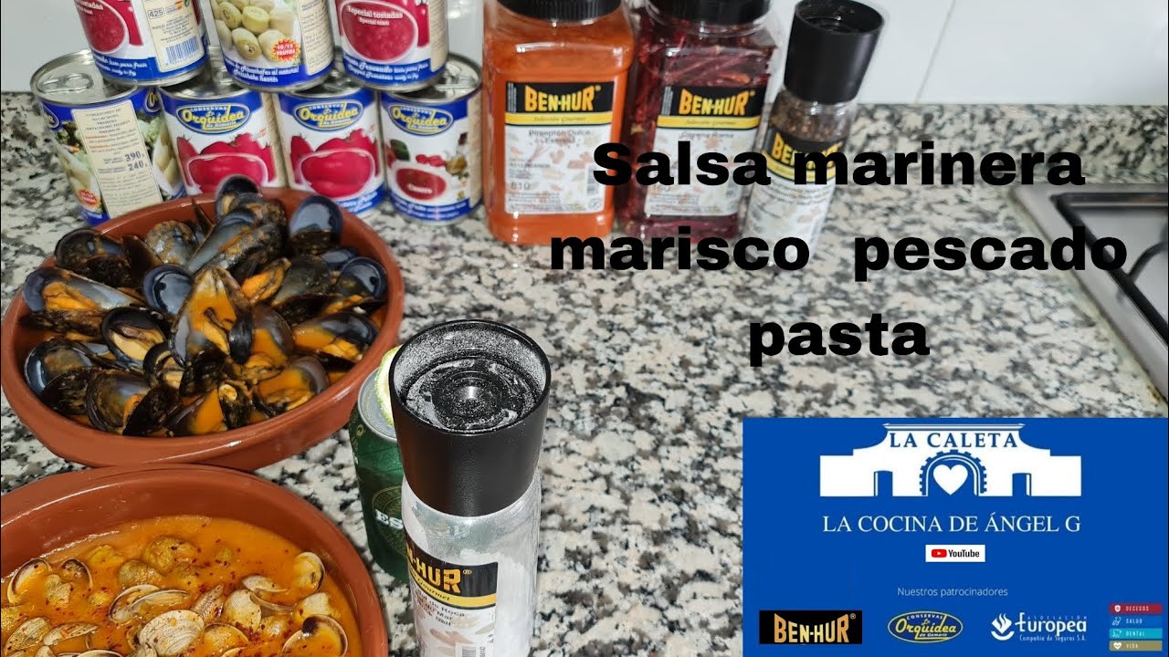 Salsa marinera para marisco pescado pasta