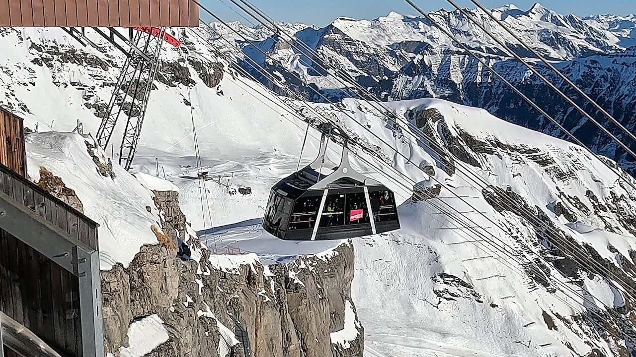 Ski,Switzerland,Jungfrau Ski Region,Part 3,Mürren,Birg,Schilthorn,Steepest cable car of the world,4K