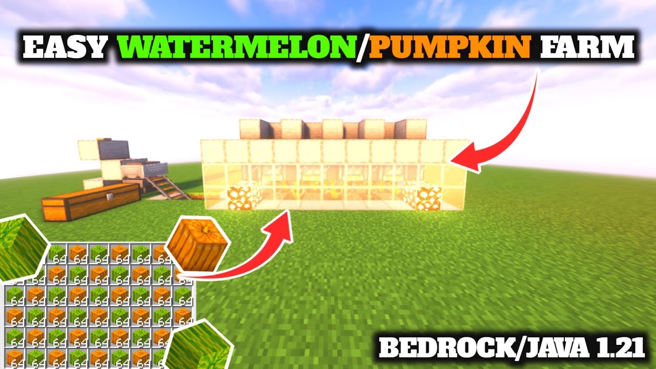 Unlimited Melon & Pumpkin Farm in Minecraft 1.21 – Works on Java & Bedrock!