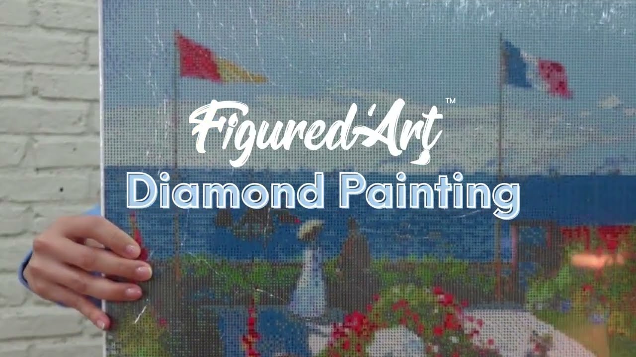 Figured'Art Diamond Painting Broderie Diamant toile tendue sur ch&acirc;ssis en bois avec diamants carr&eacute;s