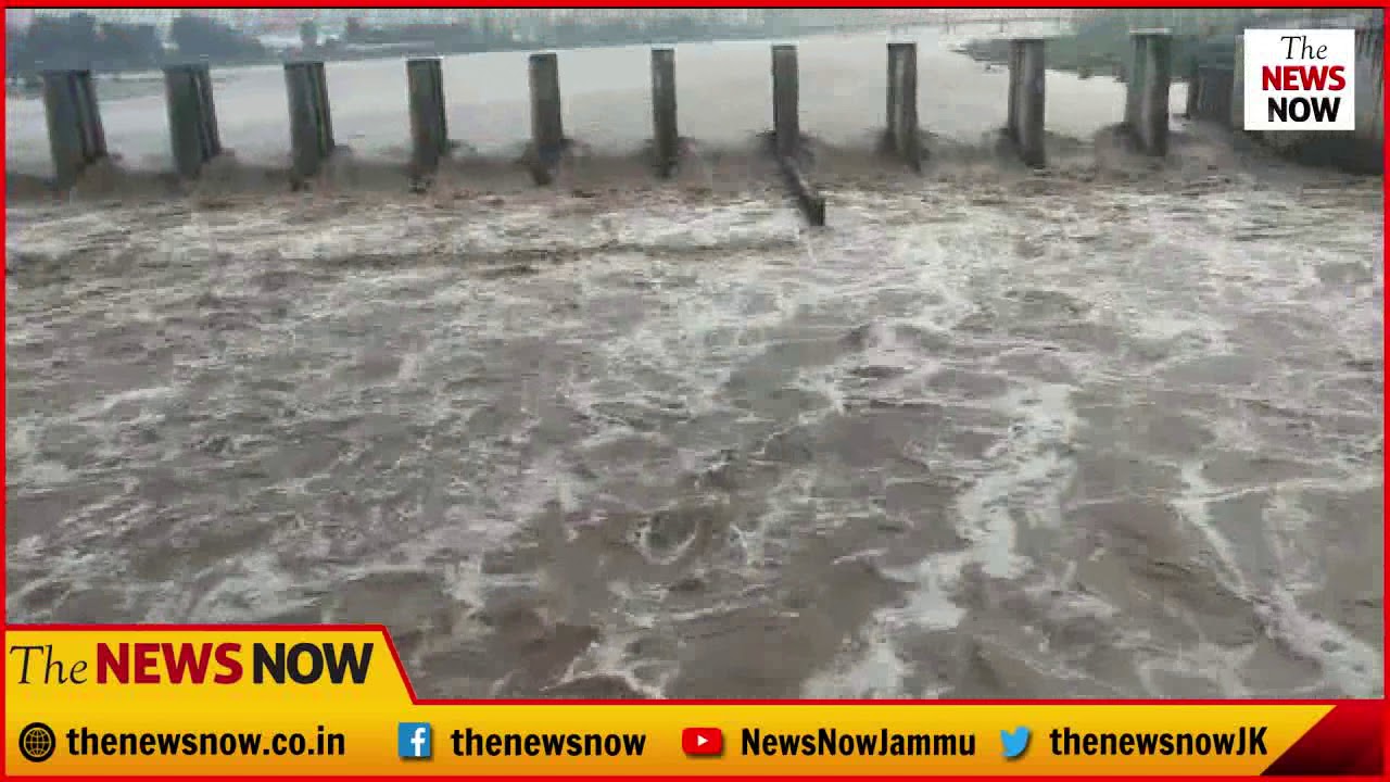 Flooded river tawi after heavy rainfall in Jammu