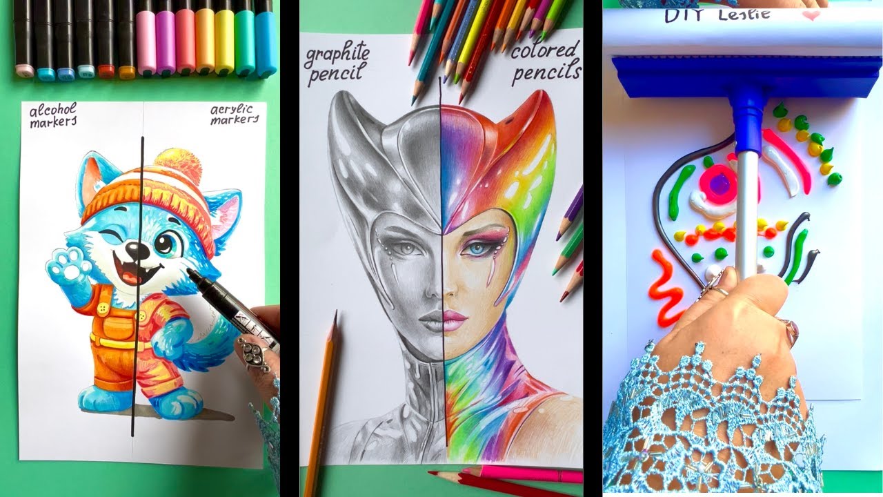 Art Material Comparison & Random Art Challenge | Pencil vs Markers + Creative Drawing Ideas