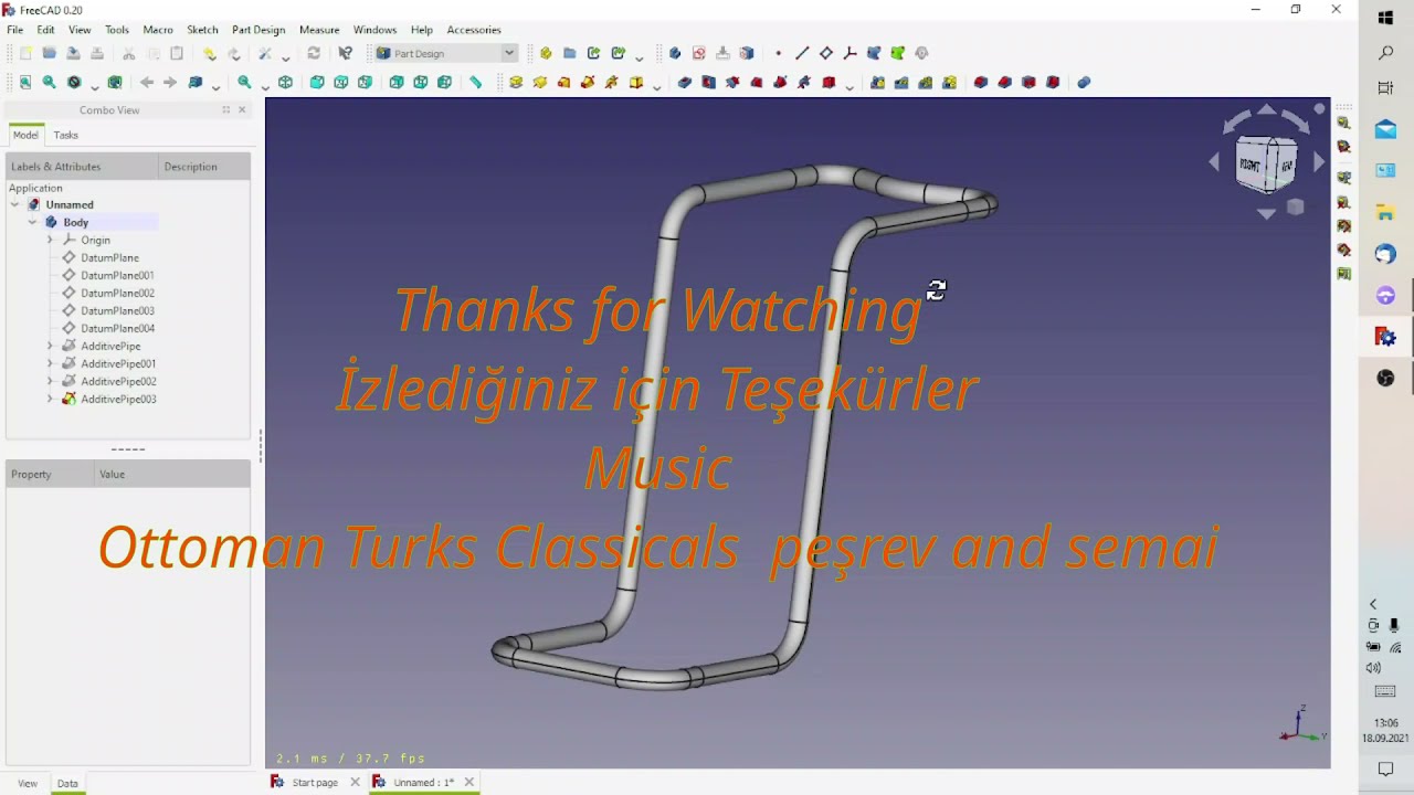 FreeCad Adaptive Sweep and Multi Sketch Guide Line.