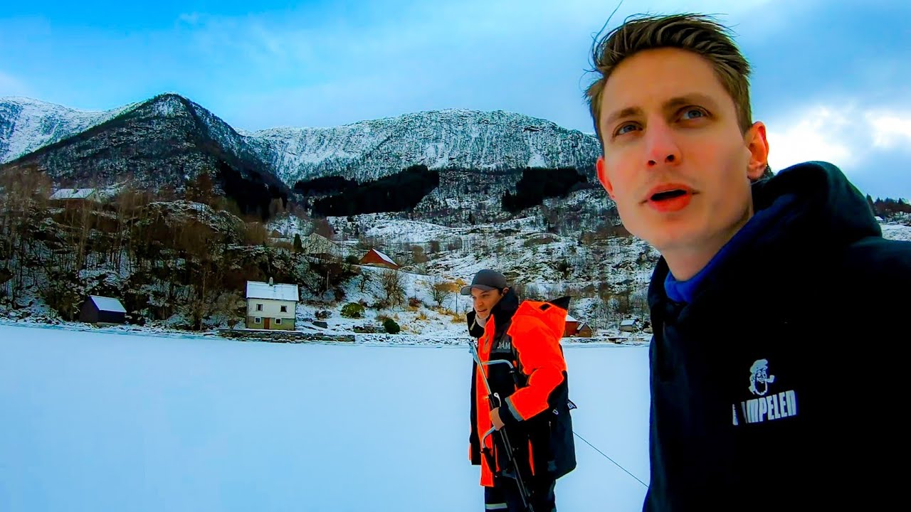 Ice Fishing in a Fjord in Western Norway