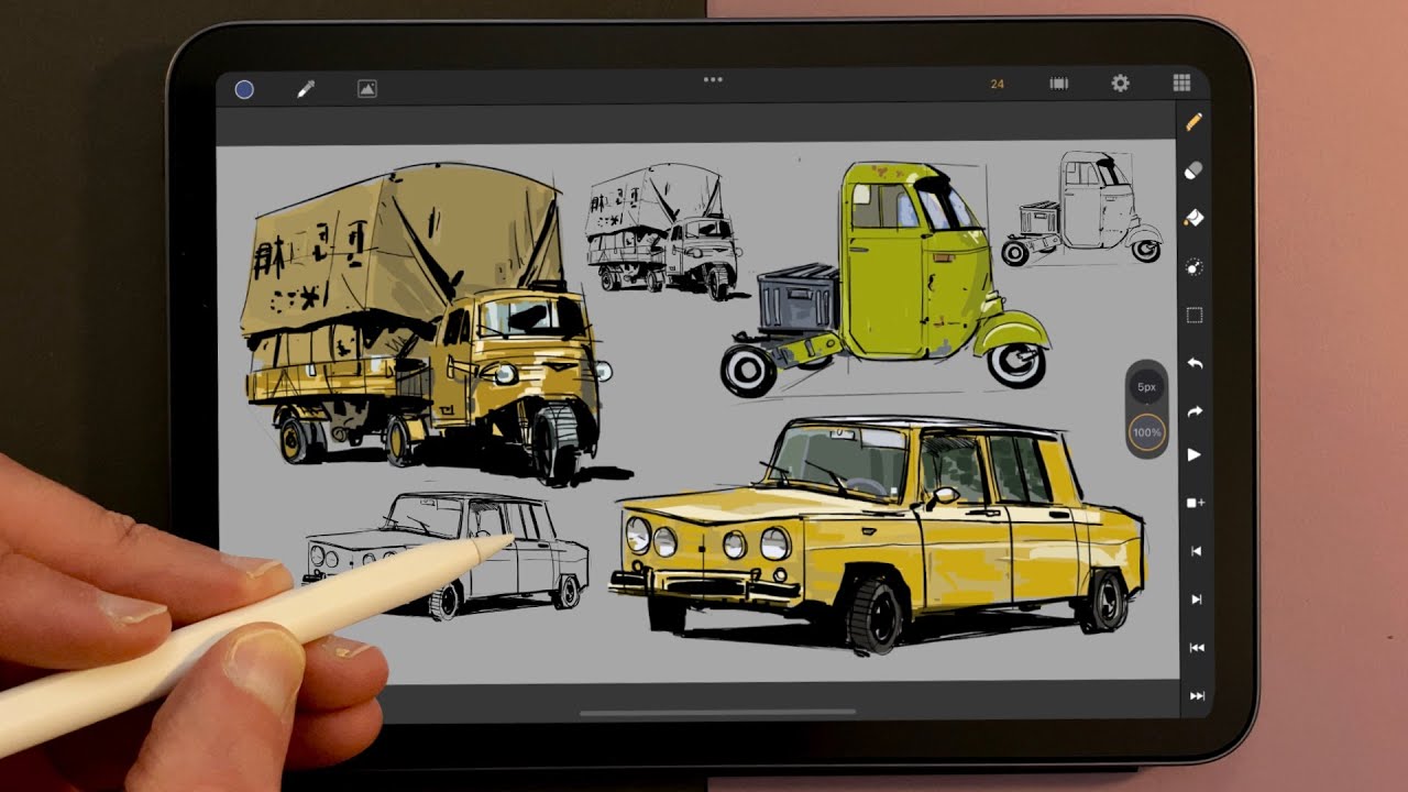 Dessiner des véhicules  (voiture, camion,...) | 56 min de dessin commenté