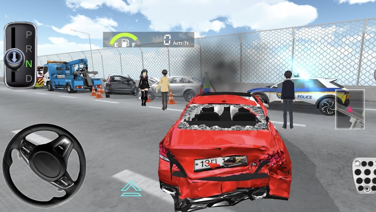 New Red Sedan Crash Test in Parking Building 3D Driving Class 2025 | Police Arrived 🚨 #gameplay
