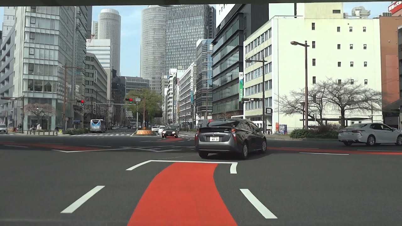 泥江町交差点(名古屋市中村区）から裏道を通ってJRセントラルタワーズ駐車場（北口）の手前まで走行  2021.3.20