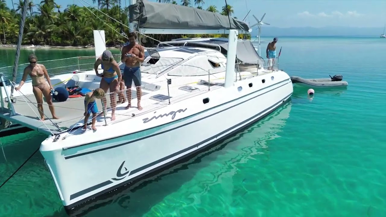 Six sharks surround our boat at anchor - san blas islands (4K)