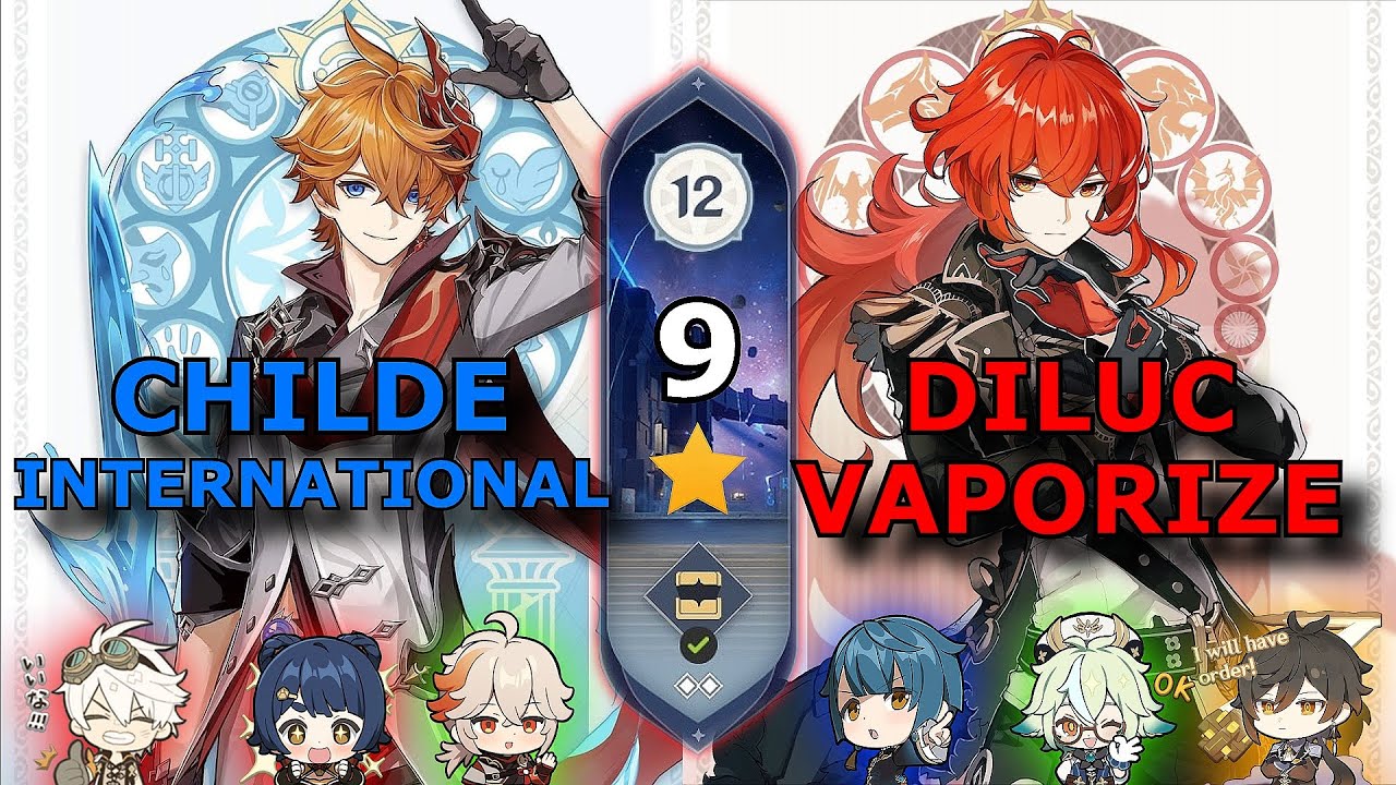 C0 Childe international and C0 Diluc Vaporize [Spiral Abyss 3.2]Floor 12-9⭐️