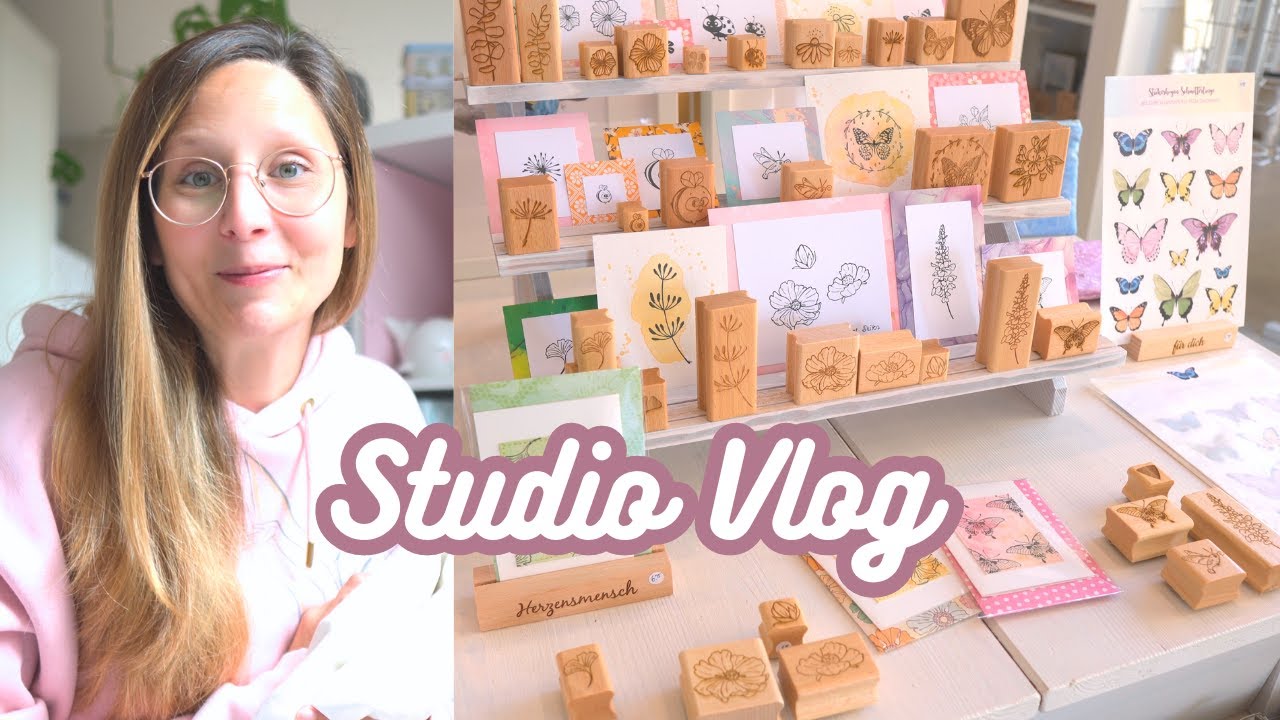 Studio Vlog: Karten basteln mit Stempeln, neue Schmetterlings-Sticker und Deko im eigenen Laden