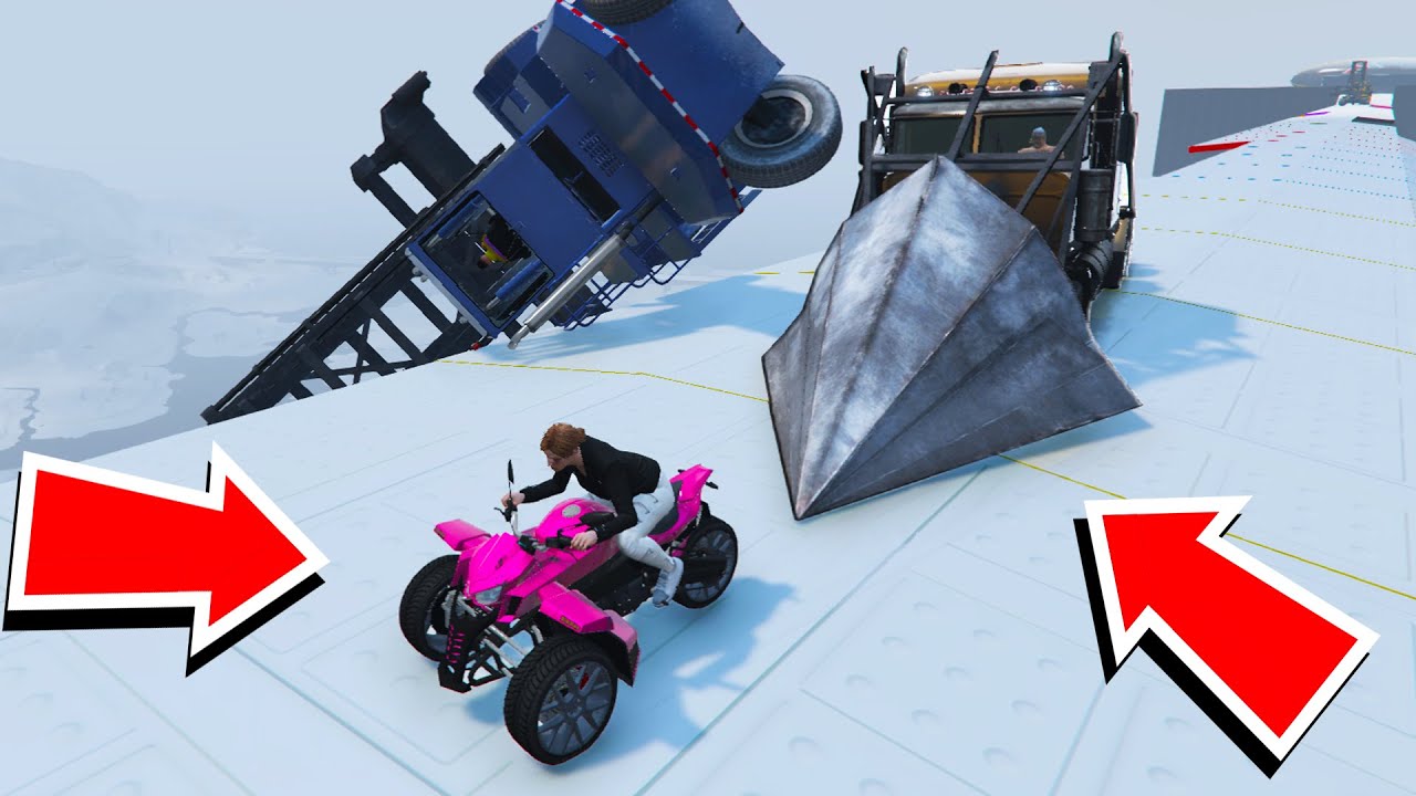CAMION cu RAMPA vs MOTOCICLETA si ALTE MASINI! *NEBUNIE TOTALA*