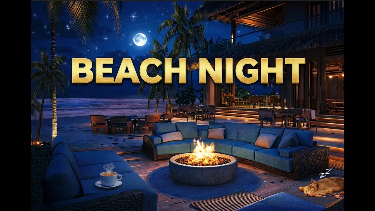 Moonlit Beach Resort🌙 Cozy Ocean Night Ambience for Sleep & Relaxation (2 Hours)