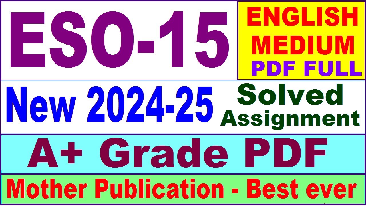 ESO 15 solved assignment 2024-25 in English || eso 15 solved assignment 2025 || eso15 2024-25