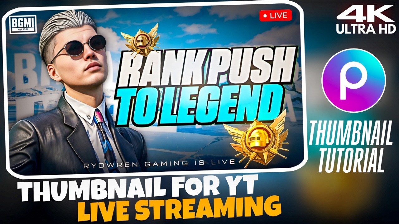 BGMI LIVE THUMBNAIL DESIGN 🔥 | CREATE PRO THUMBNAILS IN PICSART