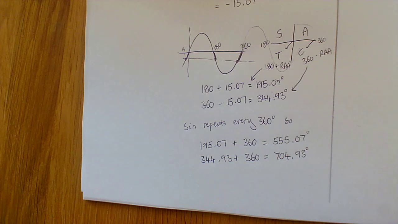 Examples of trig equations with ranges between 0 and 720
