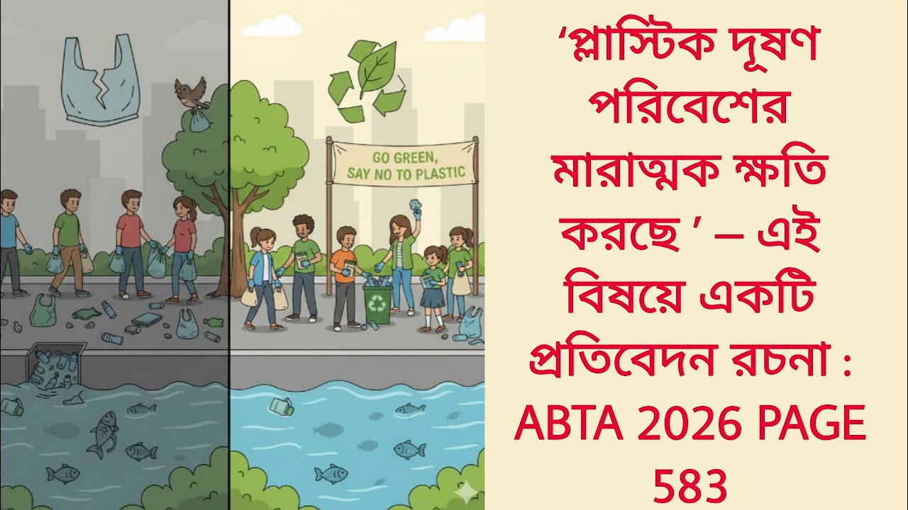 প্রতিবেদন রচনা প্লাস্টিক দূষণ পরিবেশের মারাত্মক ক্ষতি করছে | ABTA 2026 page 583