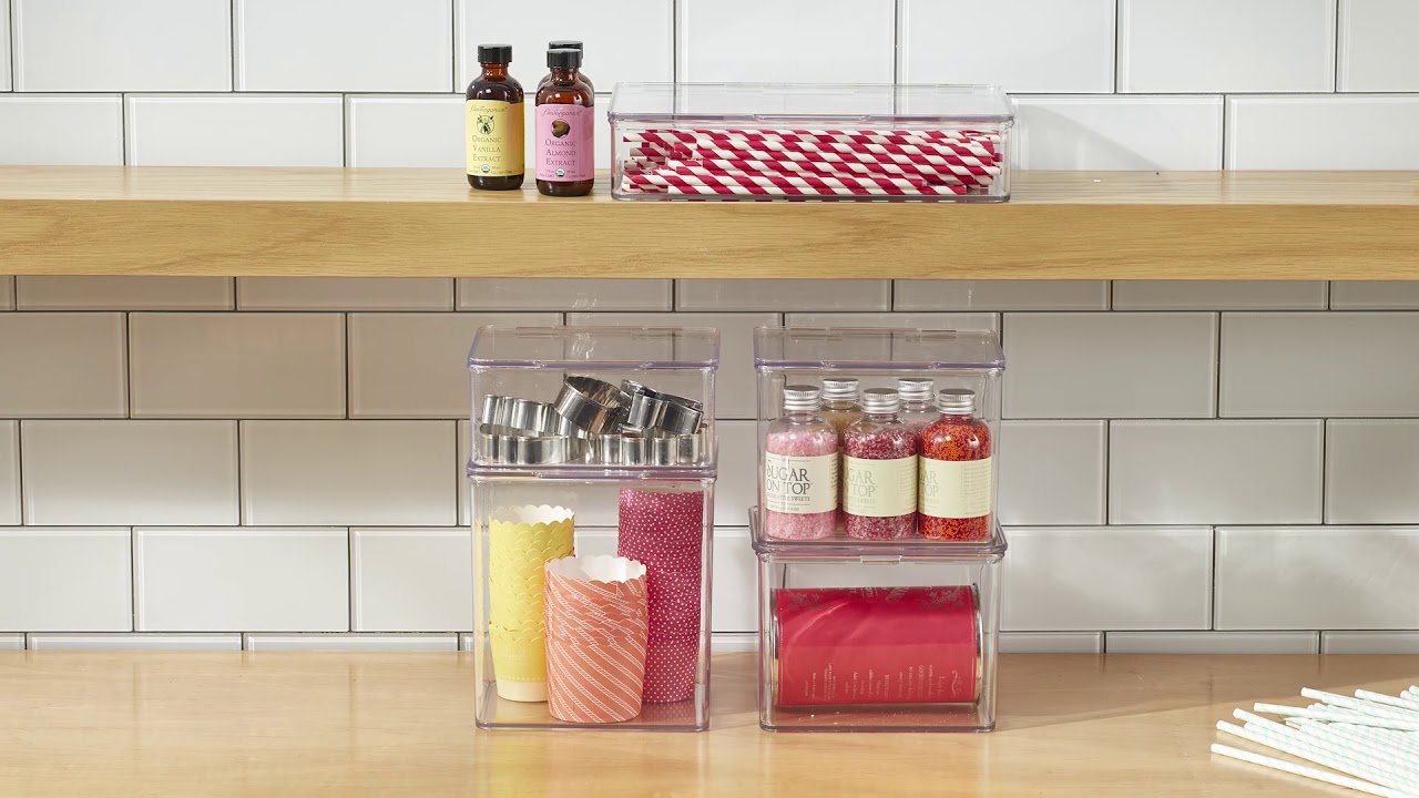 Plastic Stackable Household Container with Lid - mDesign