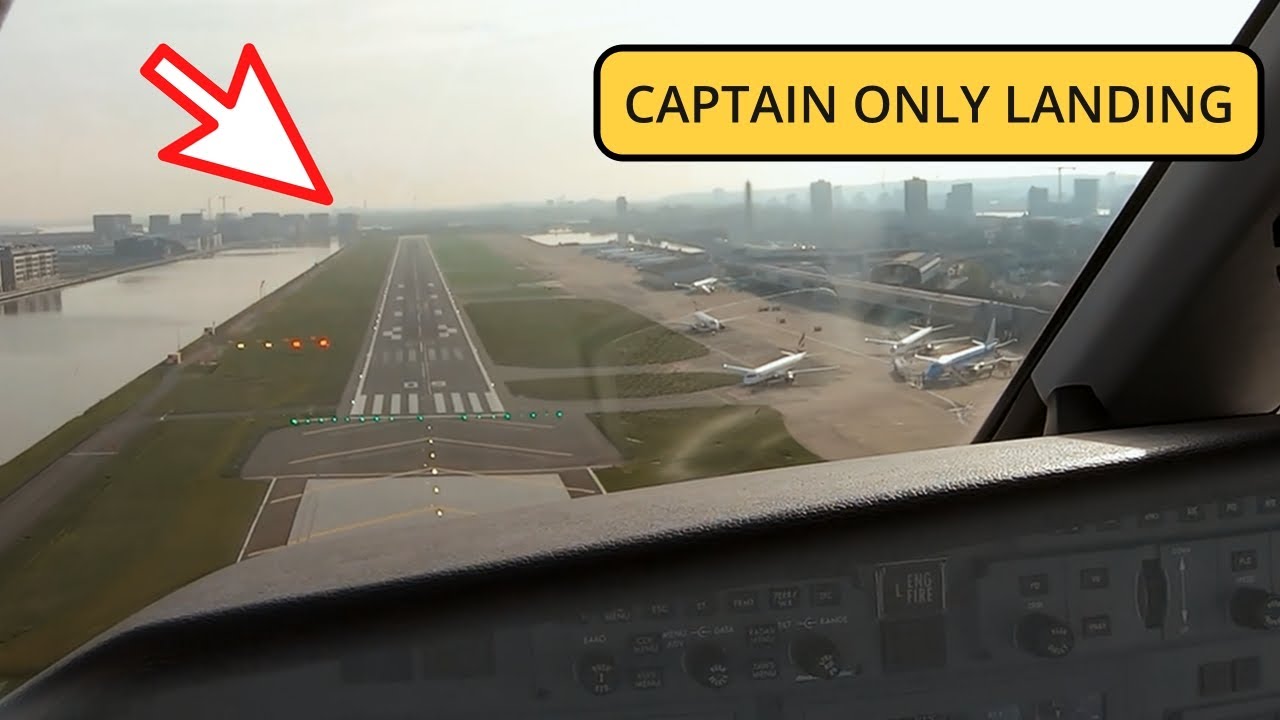 Captain Only Landing Scenic Approach into London City Airport Impressive Cockpit view