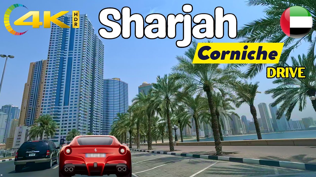 4K Scenic Drive | Sharjah Corniche Beach Road, SHJ. UAE 🇦🇪 | Al Khan & Mamza Beach Road ٱلشَّارقَة