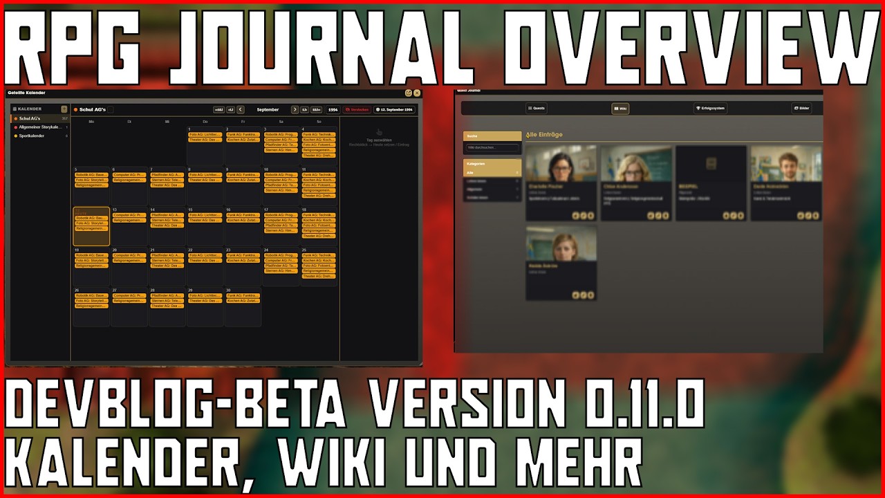 DEVBLOG Foundry RPG Journal - Kalenderfunktion, Wiki, MU-TH-UR und Anpassungen [0.11.0] [GERMAN]