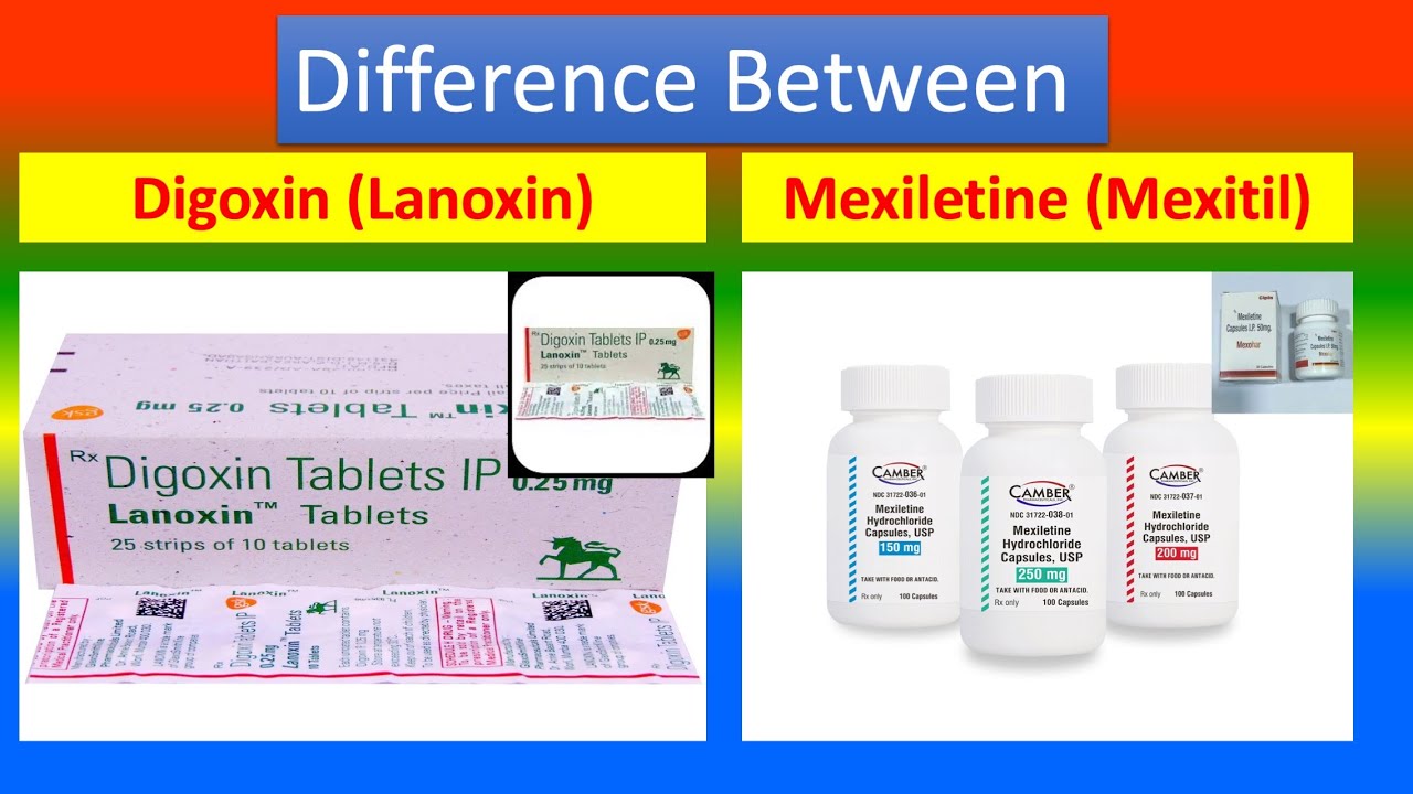 Difference between Digoxin (Lanoxin)  and Mexiletine (Mexitil)