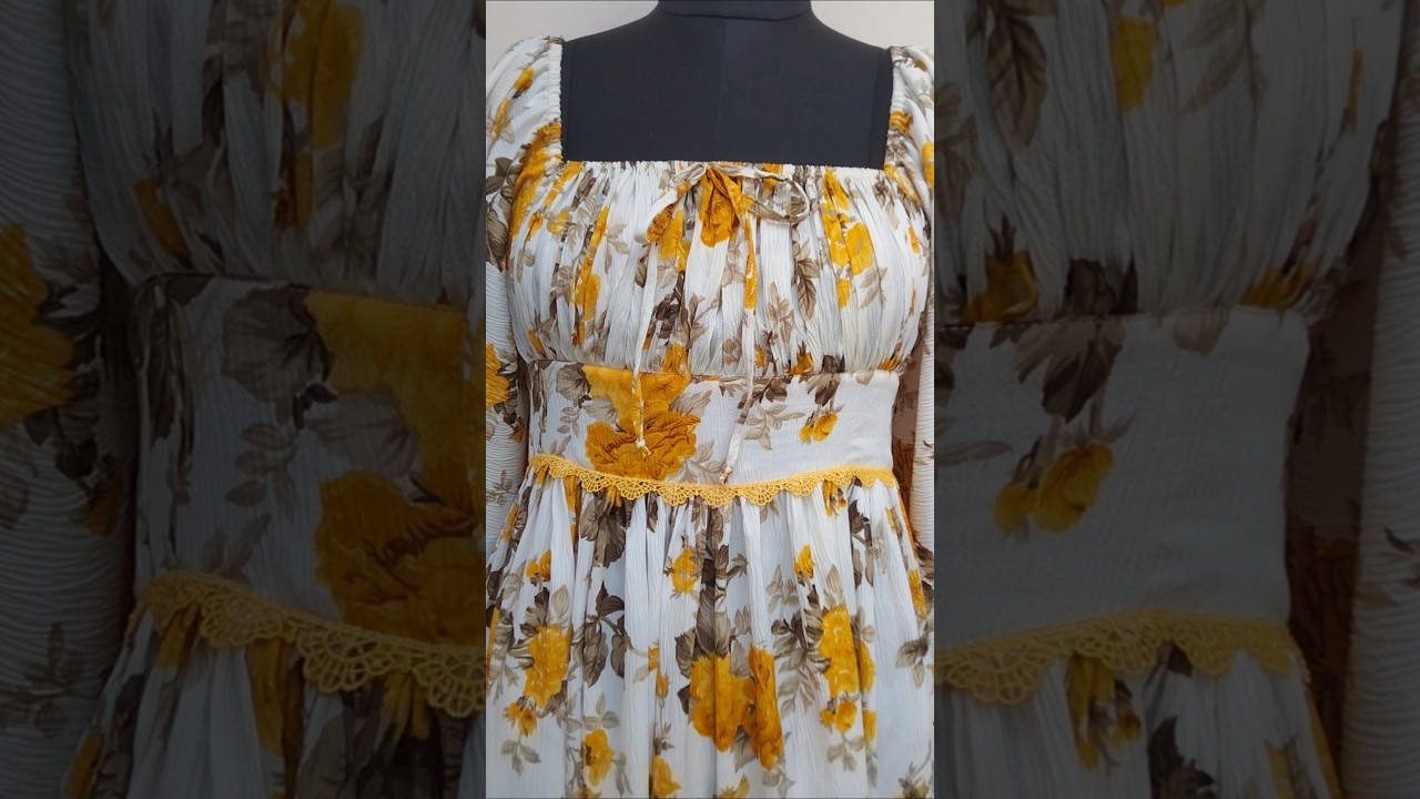 Viral Dress Cutting And Stitching ✨ DIY Milkmaid Dress #shorts #youtubeshorts #trending