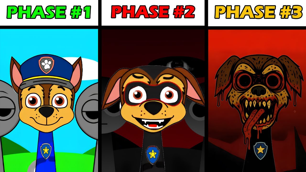 All Phases in New Incredibox Sprunki OC of Chase (Paw Patrol): From Phase 1 to Phase 3!