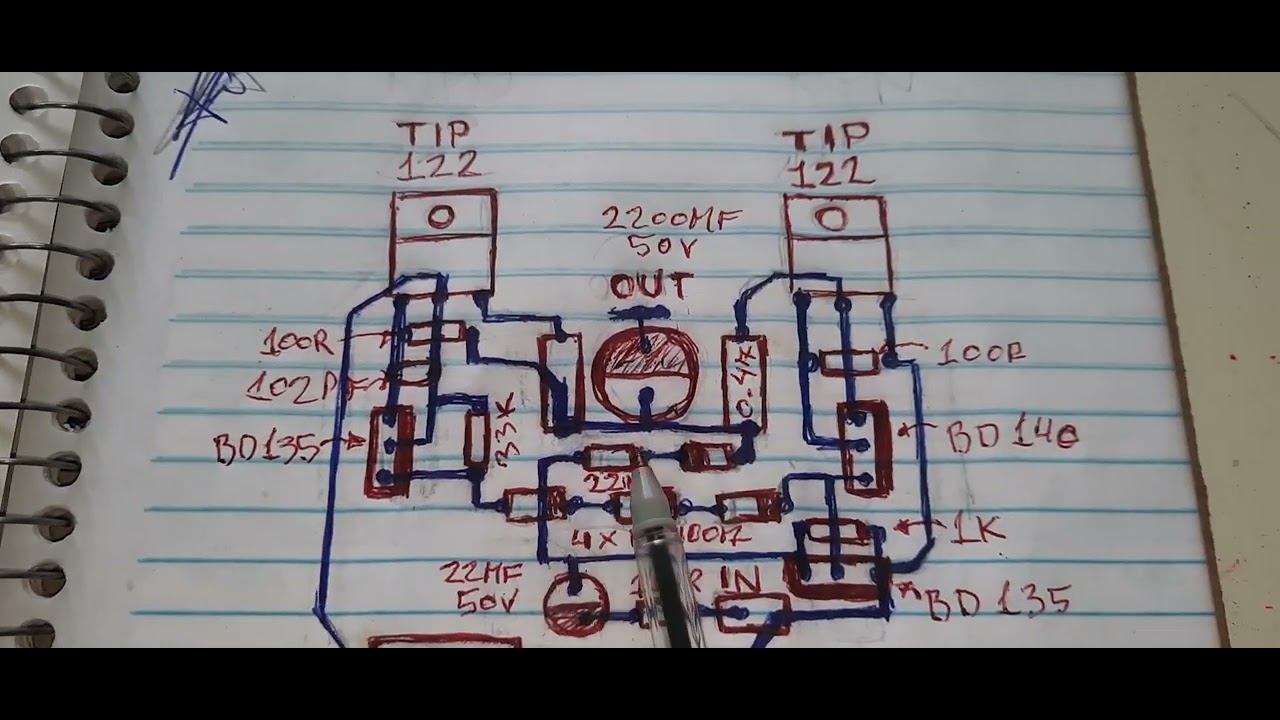 Apresentando o projeto de um Aplificador com Tip122 de um amigo.