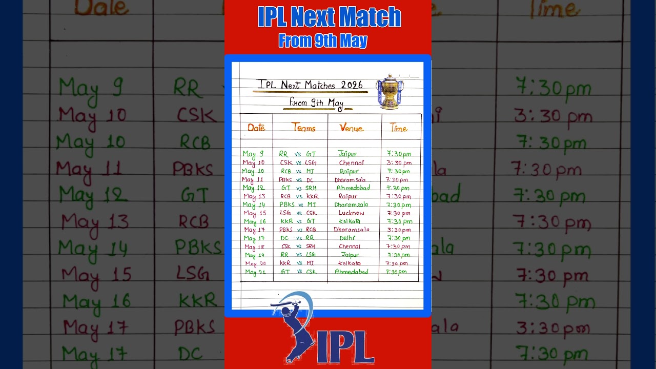 IPL 2026 Schedule/ IPL2026 Upcoming Matches #ipl2026 #ipl #cricket #rcb #rr #csk #shorts #viral