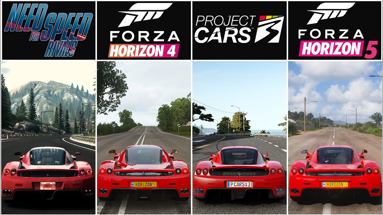 NFS Rivals vs Forza Horizon 4 vs Project CARS 3 vs Forza Horizon 5 | Ferrari Enzo | Comparison