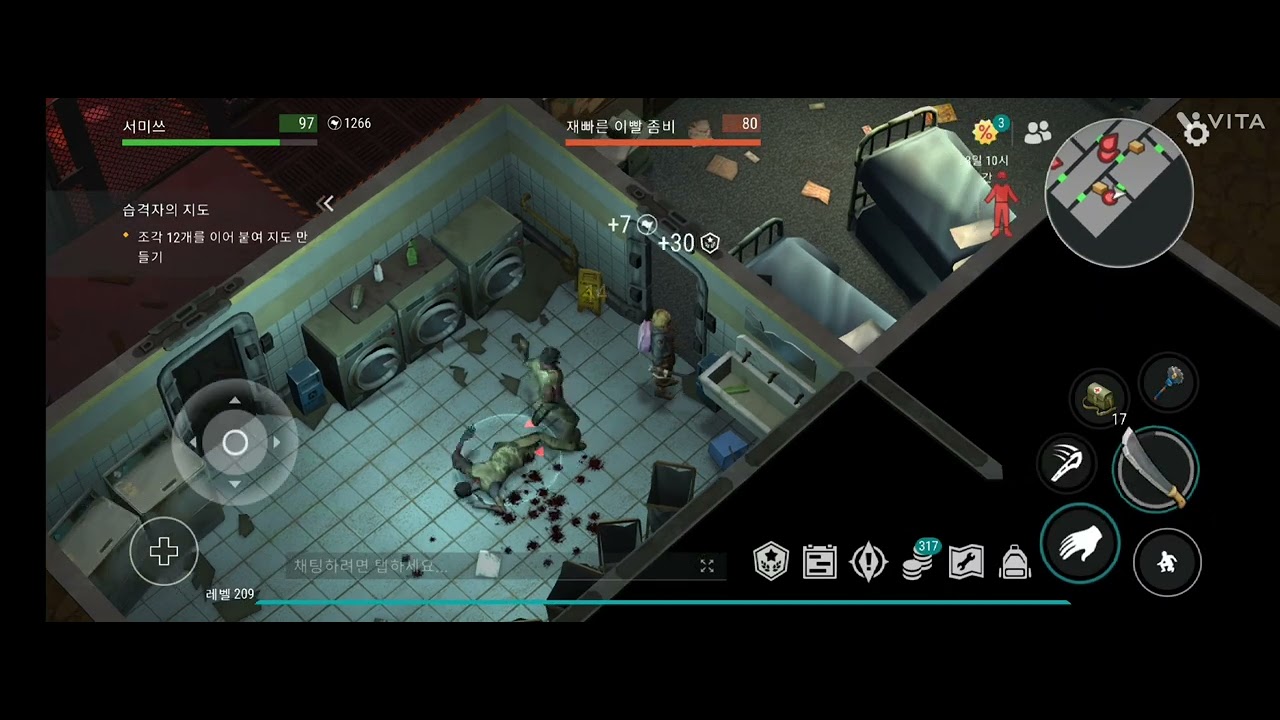 알파벙커 하드모드 2층 오직 근접무기로만!! 막바지에 무한암습좀 되네요..