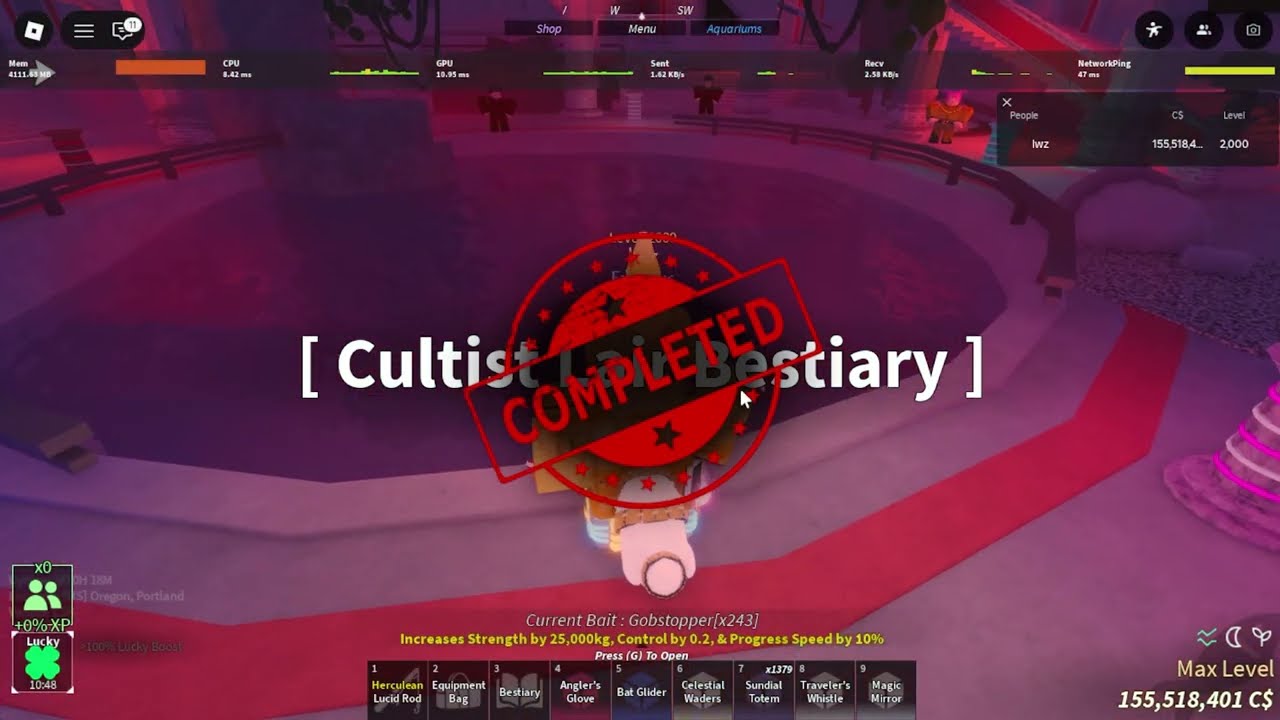 [Fisch] Cultist Lair Bestiary Complete & Dreambreaker Rod Unlocked!