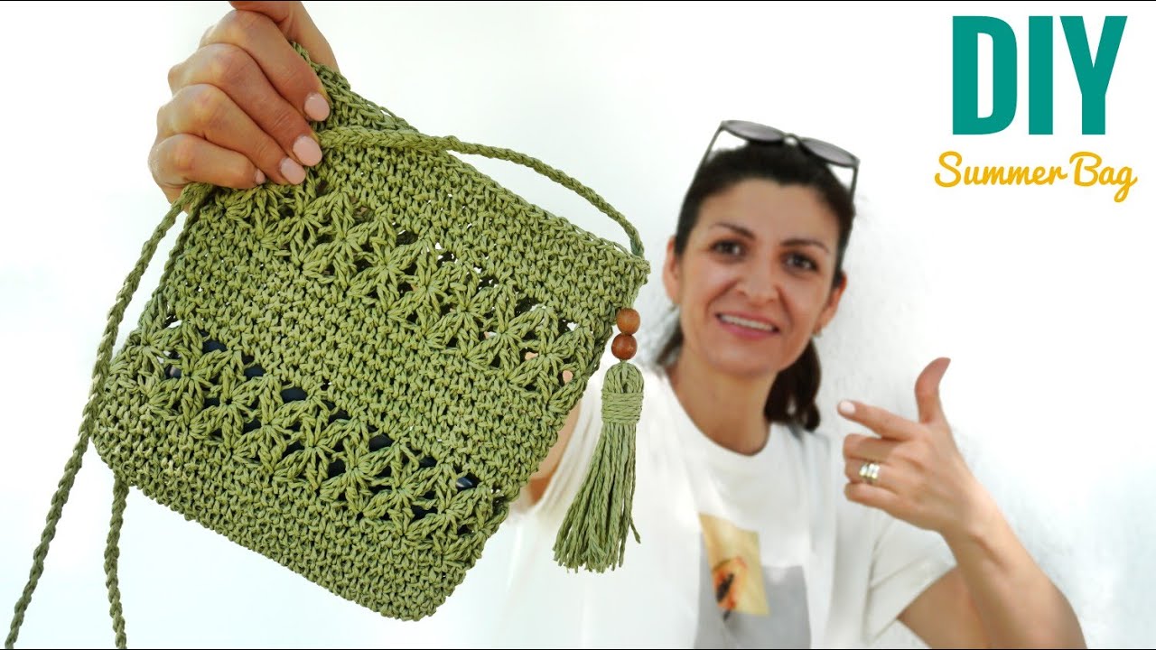 Crochet Raffia SUMMER BAG DIY | Jasmine stitch [ EASY ]