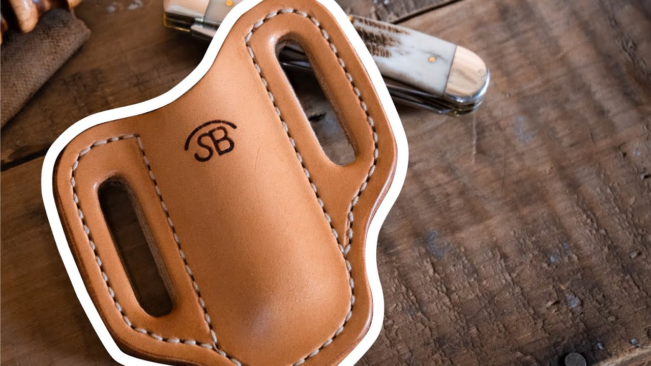 ASMR Making a leather trapper knife sheath - #leathercraft
