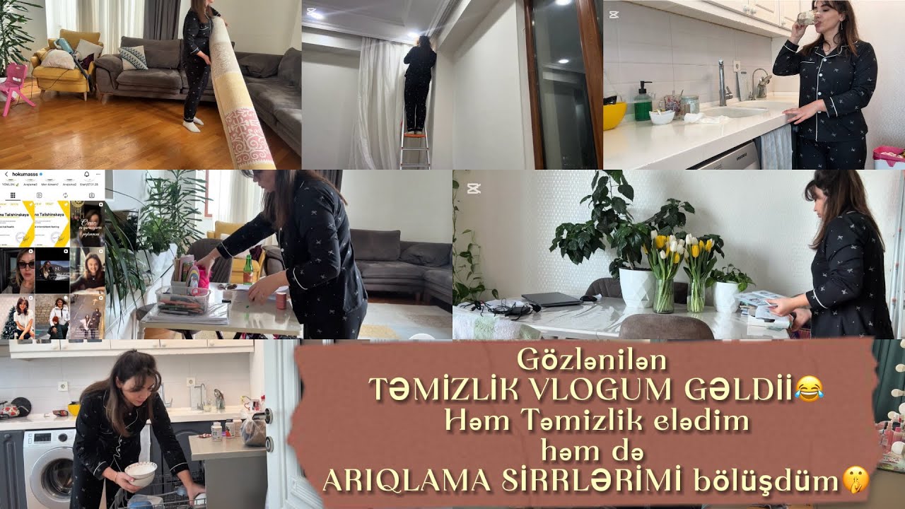 Hamınızın gözlədiyi TƏMİZLİK VLOGUM Gəldii😂 Həm Təmizlik edirəm həm ARIQLAMA SİRRLƏRİMİ bölüşürəm🤫