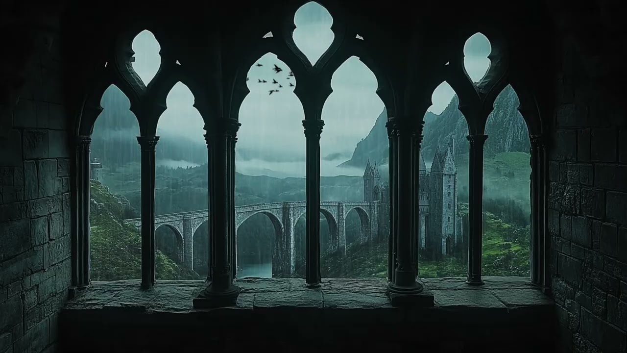 🌧️ Castle Window Rain Ambience | Relaxing 4K Rainfall with Thunder & Night Calm Vibes for Deep Sleep