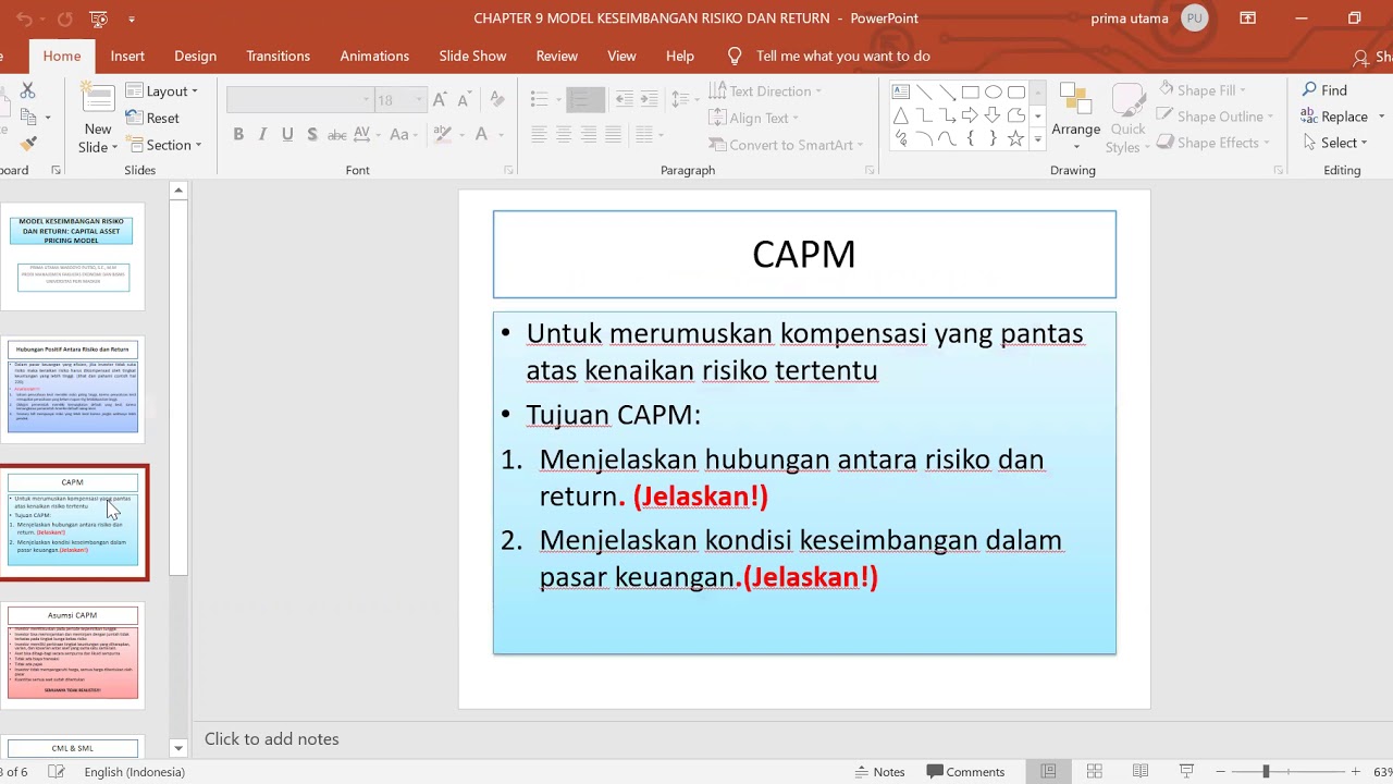 MK CHAP 9 MODEL KESEIMBANGAN RISIKO DAN RETURN