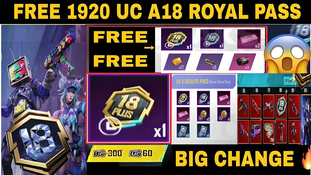 😱 Free 1920 Uc A18 Royal Pass | Only 60 Uc A18 Royal Pass 1 To 100 Rp & A18 Rp Pre-Order Bonus |PUBG