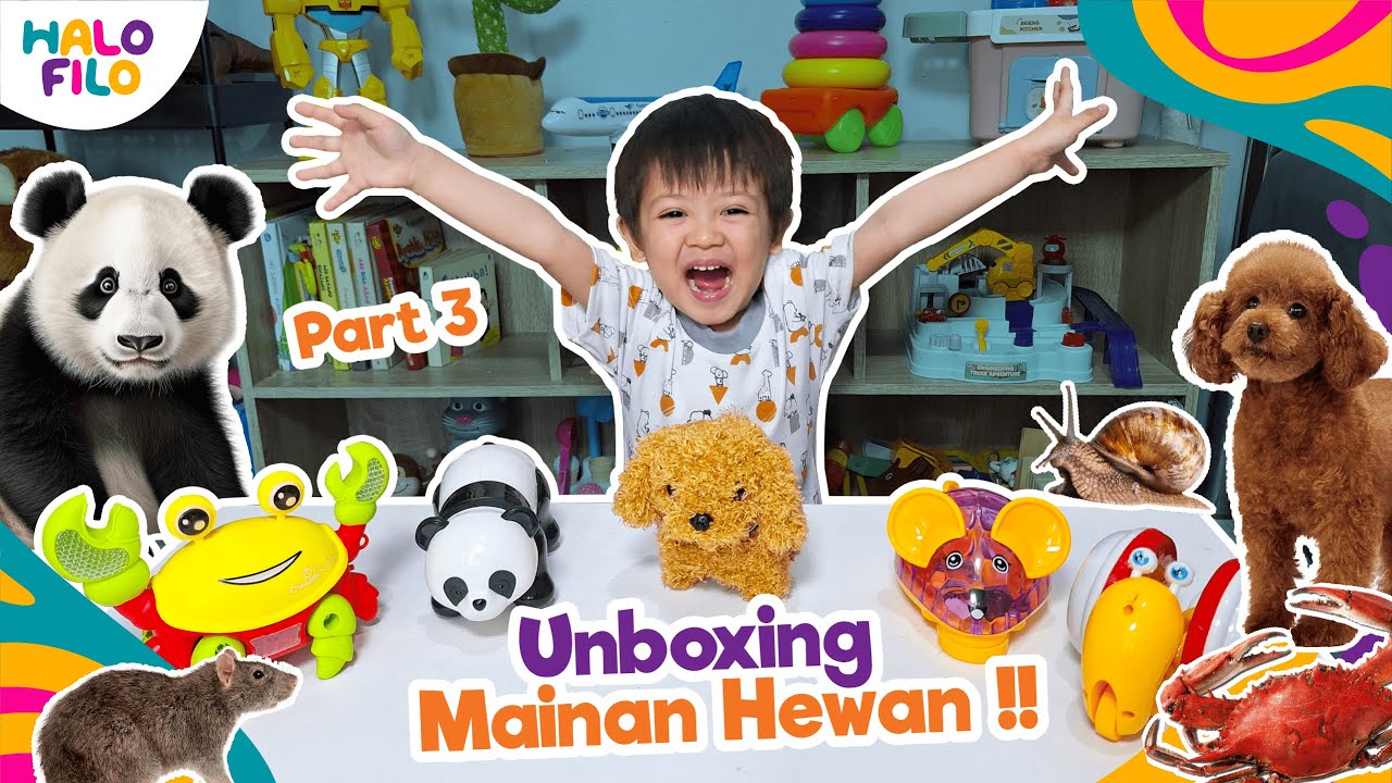 Filo Unboxing Mainan Hewan Part 3 | Kepiting, Panda, Siput, Anjing, Tikus
