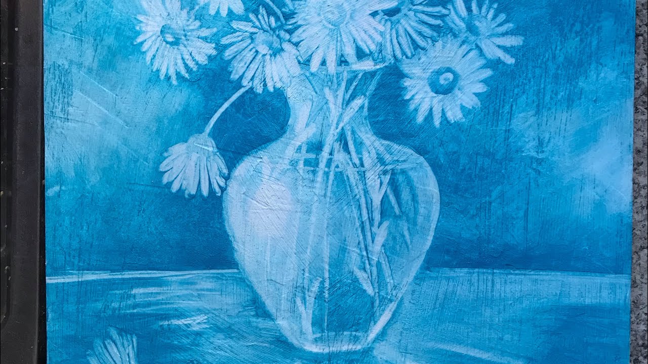 Oil painting flowers chamomile Как написать Ромашки в  жидкое масло