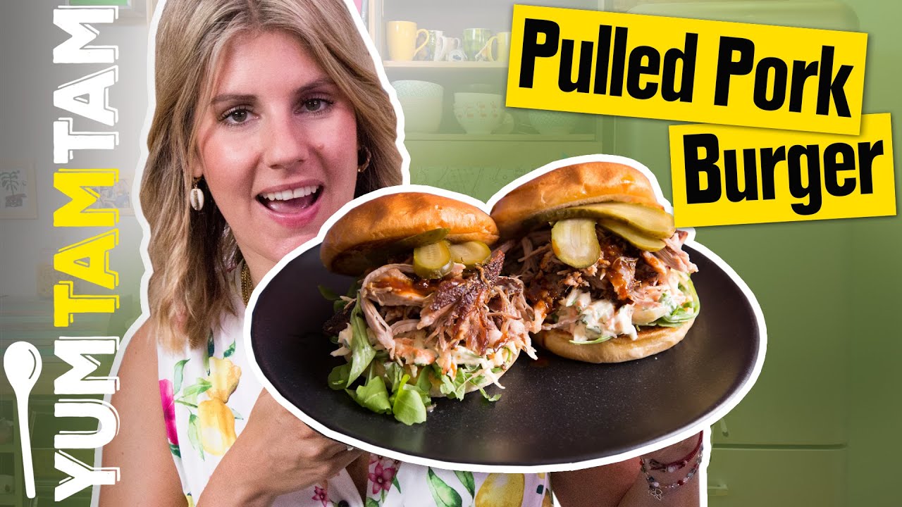 Pulled Pork Burger // Burger mit selbstgemachtem Pulled Pork und Cole Slaw // #yumtamtam