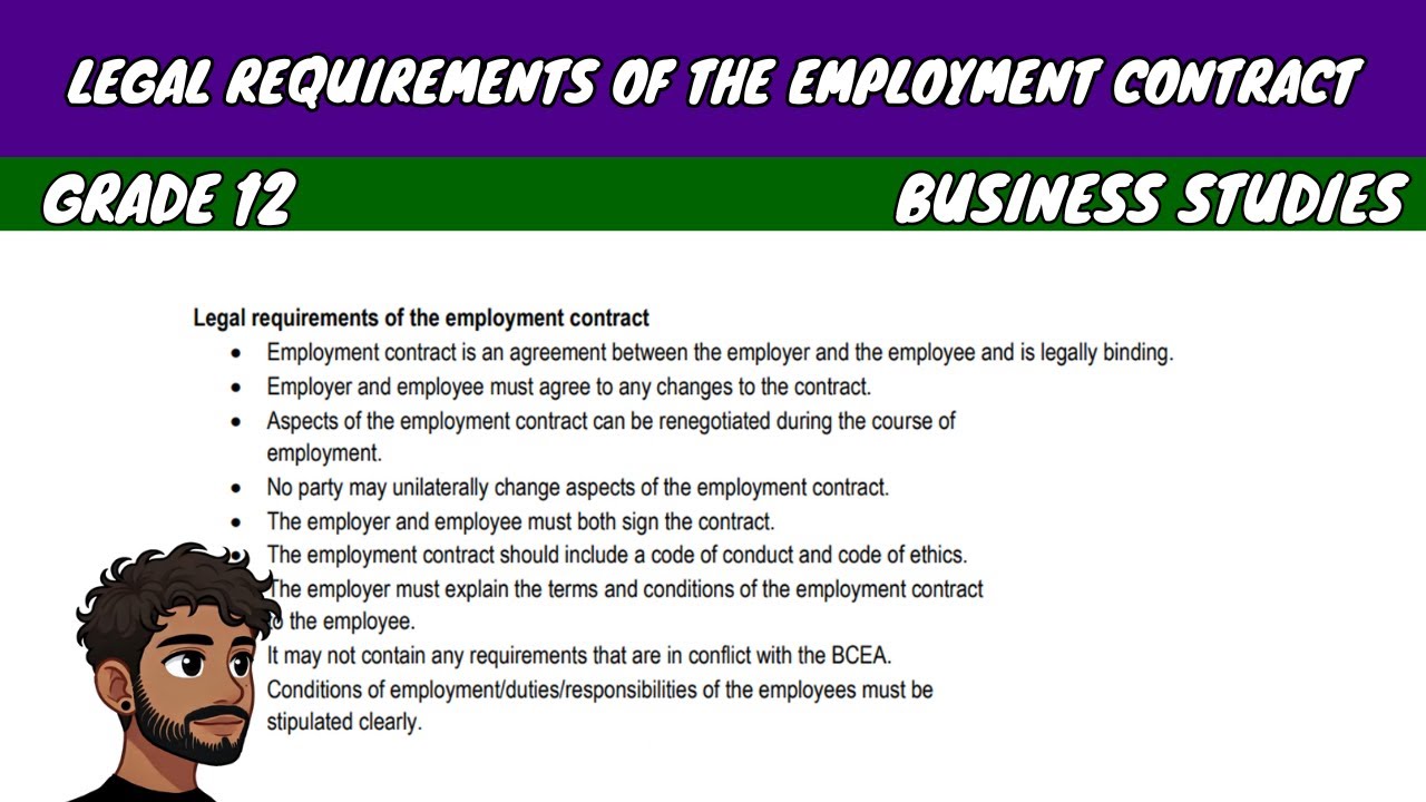 Legal Requirements of the Employment Contract | Grade 12 Business Studies
