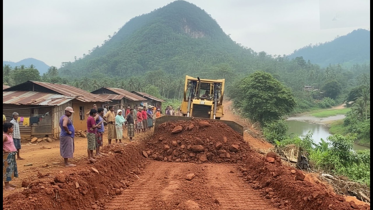 Extreme Mountain Road Construction: Dangerous Dozer Work.