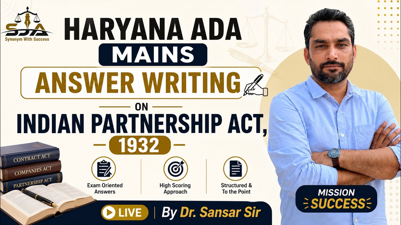 Haryana ADA Mains Answer Writing Batch | Dr. Sansar Sir | Live Session #pp #hpsc #ada #law #legal