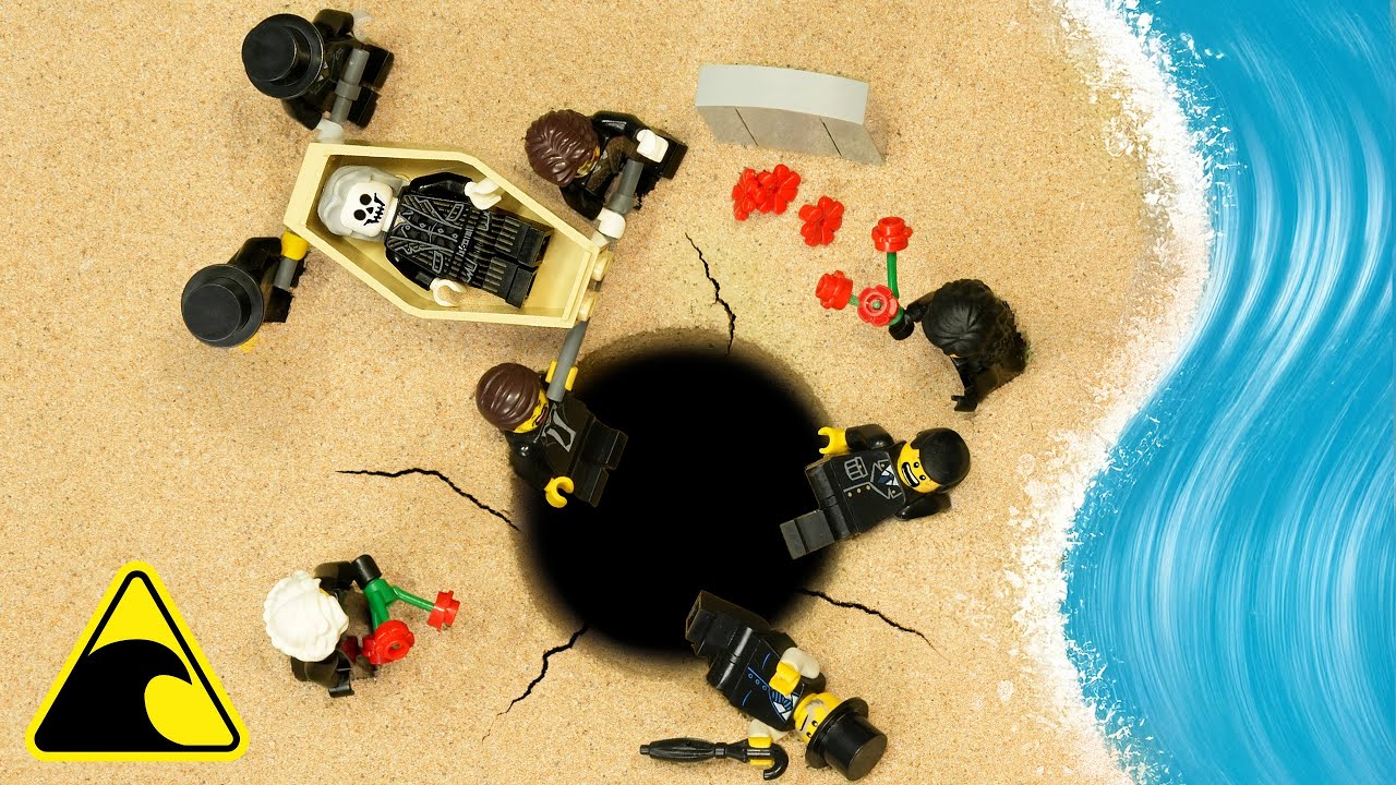 Haunted Mansion VS Tsunami - Dam Breach Experiment - Sinkhole Destroys Lego Funeral