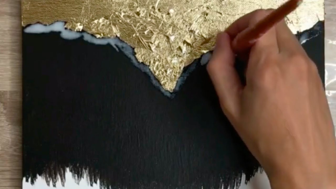Abstract Acrylic Painting Using Gold Leaf - Best videos - Compilation