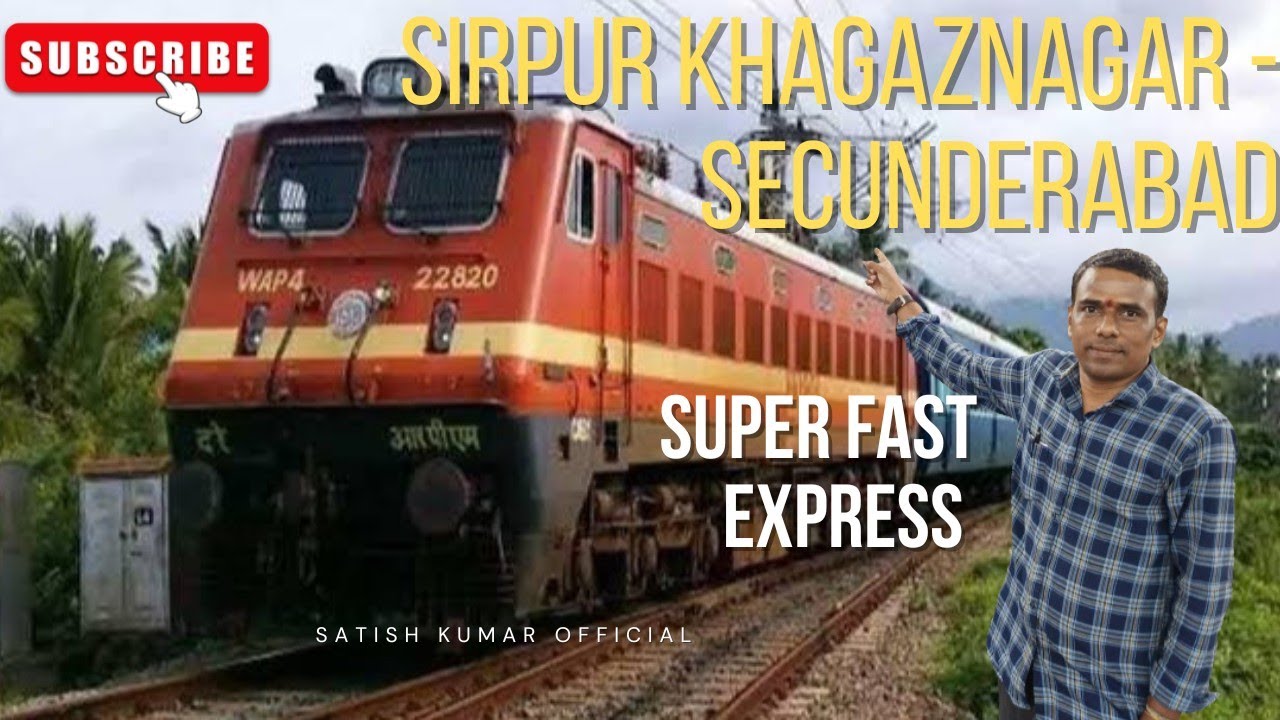Sirpur Khagaznagar - Secunderabad Super Fast Express Crossing KUNARAM Railway Gate With a Speed||